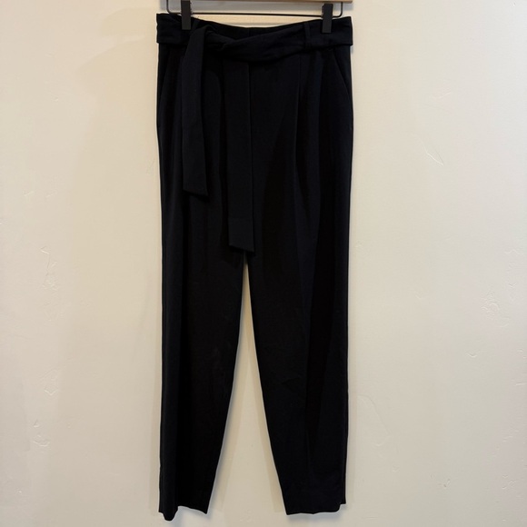 Theory Sash Tie Waist Pant Black Crepe sz 2 - Picture 2 of 10